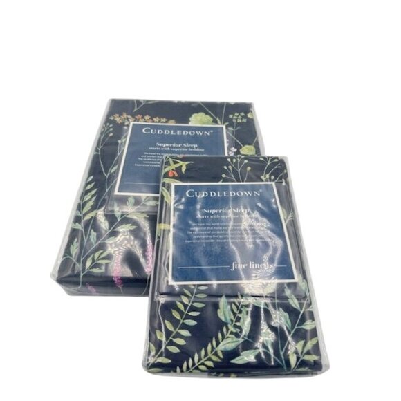 RARE NWT Cuddledown 400TC Sateen Floral Sheet Flat King & 2 Queen Pillowcases - Picture 1 of 5